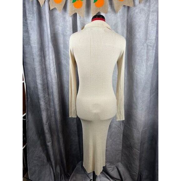 New VERO MODA Women's Size M MILLA V-neck Light Brown Knit Dress - Picture 3 of 6